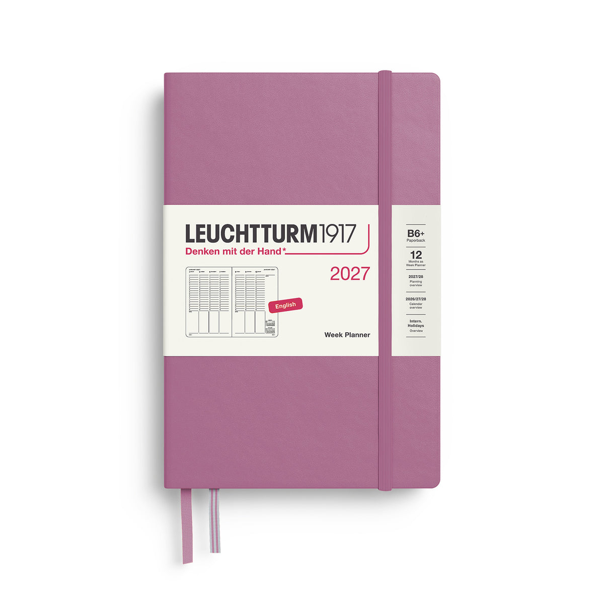 Week Planner Paperback (B6+) 2027, Dusty Rose