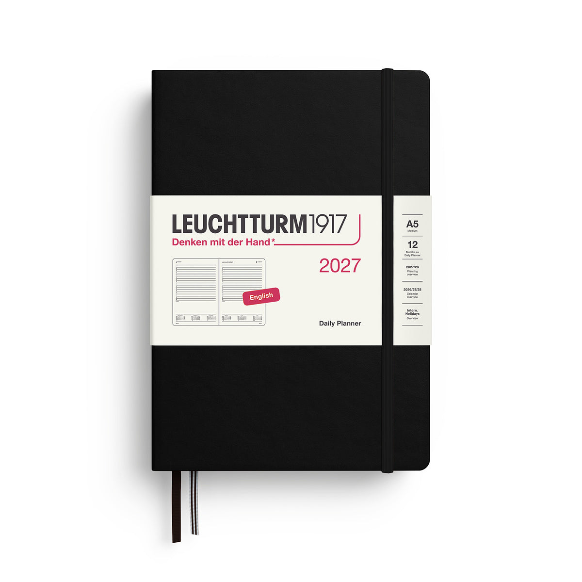 Daily Planner Medium (A5), Ruled, Black