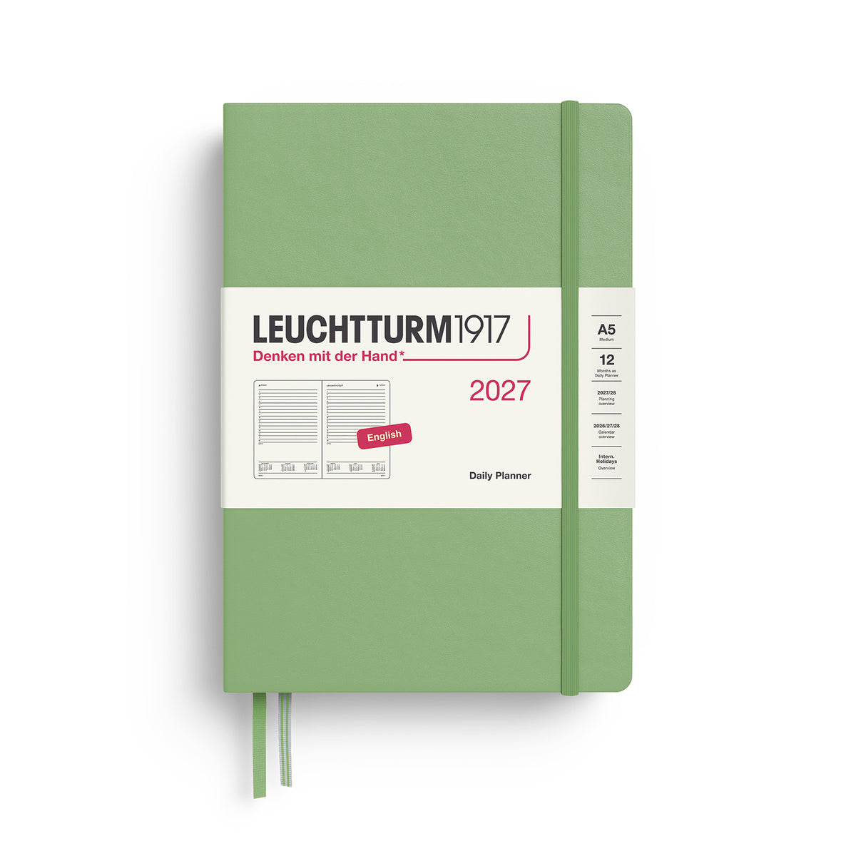 Daily Planner Medium (A5), Ruled, Sage