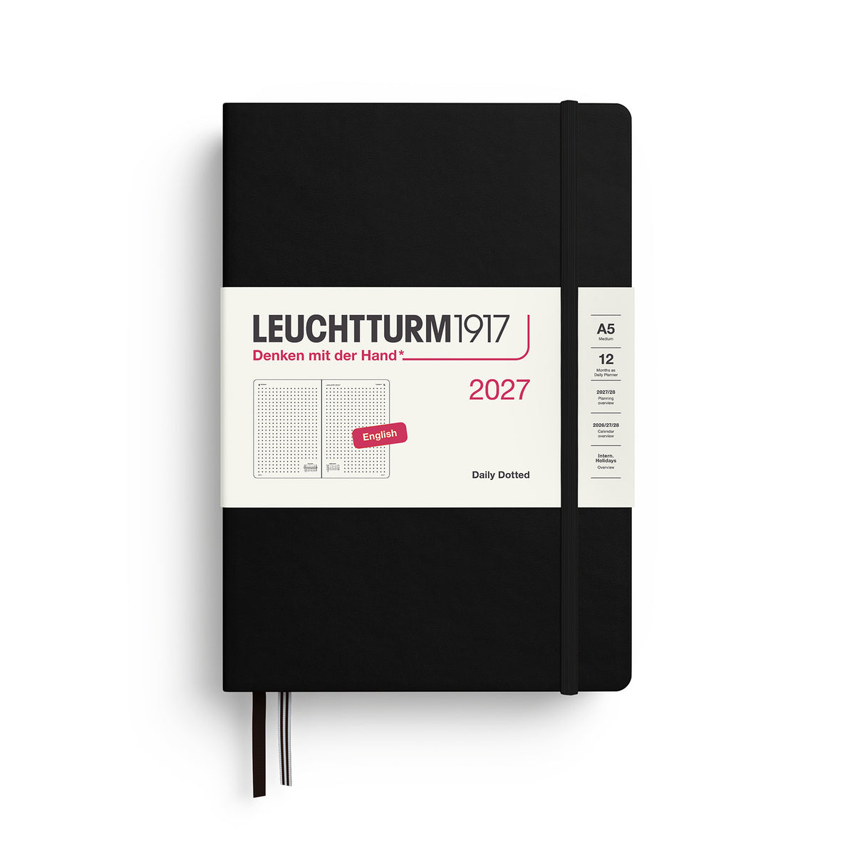 Daily Planner Dotted Medium (A5), Dotted, Black