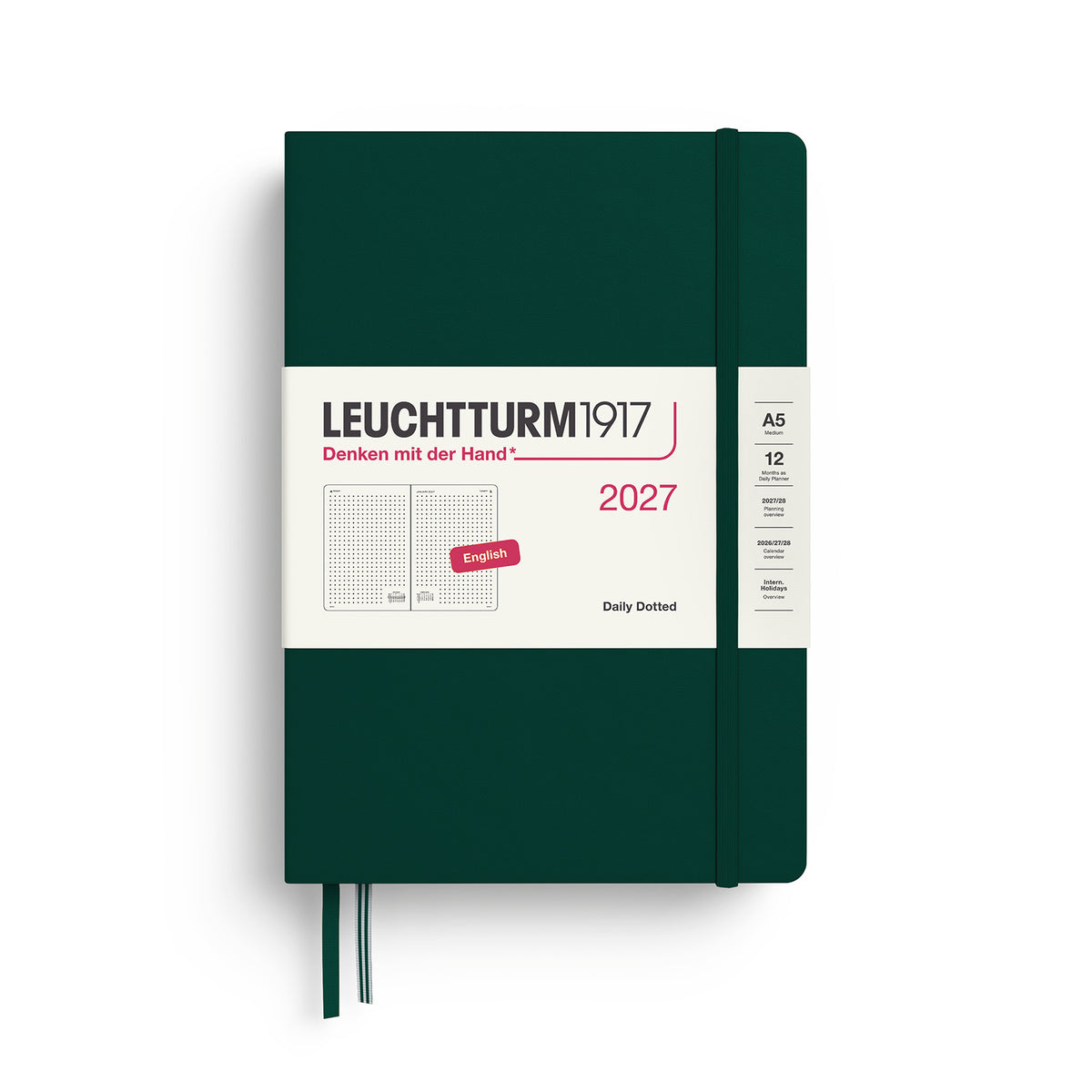 Daily Planner Dotted Medium (A5), Dotted, Forest Green