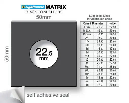 MATRIX coin holders, black, inside diameter 22,5mm, self-adhesive, pack of 100