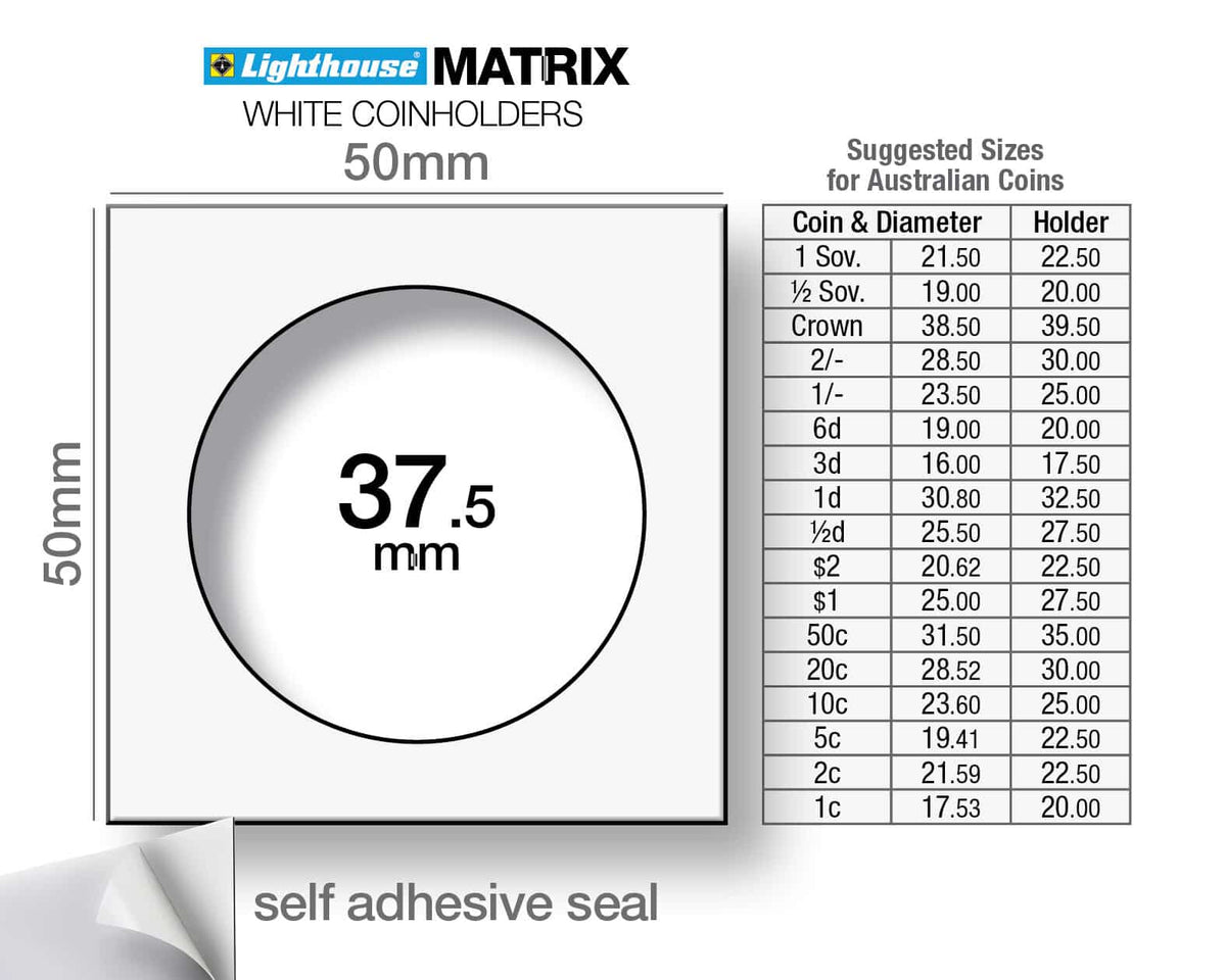 MATRIX coin holders, white, inside diameter 37.5mm, self-adhesive, pack of 1,000