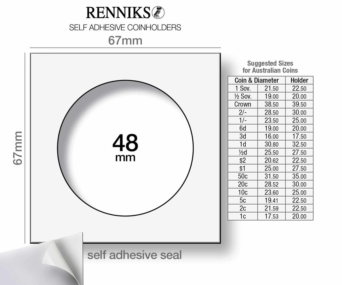 Renniks Coin Holders (Self-Adhesive) - 48mm