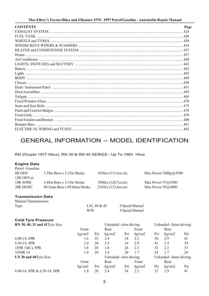 Toyota Hi-Lux and 4Runner Repair Manual 72-97