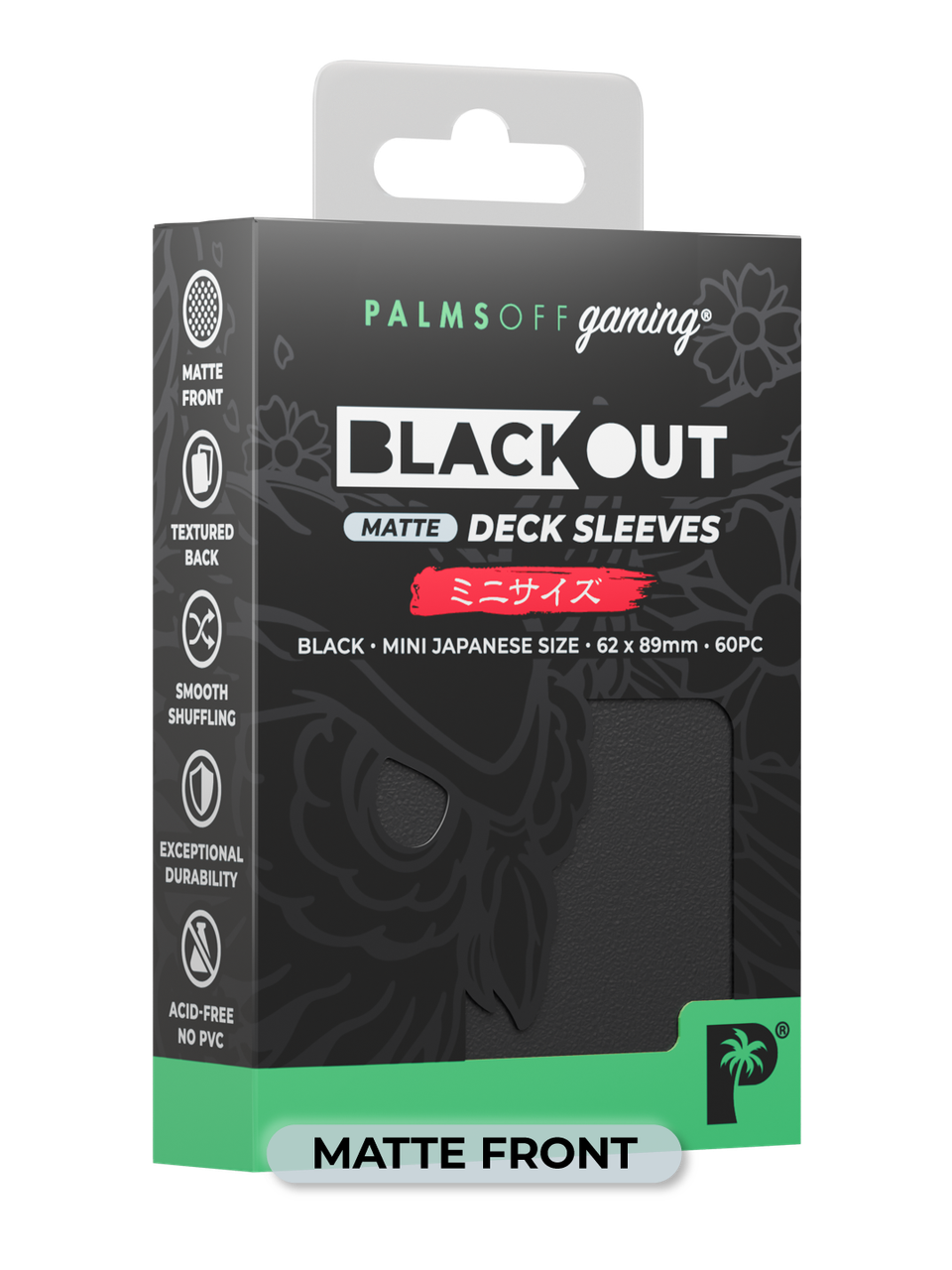 Palms Off Gaming Japanese Mini Black Matte 60 Deck Sleeves + 100 Inners