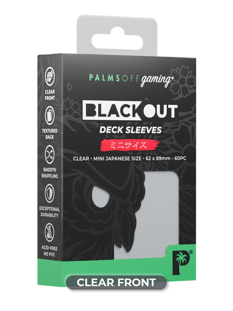 Palms Off Gaming Blackout Japanese Mini Deck Sleeves 60pc Clear
