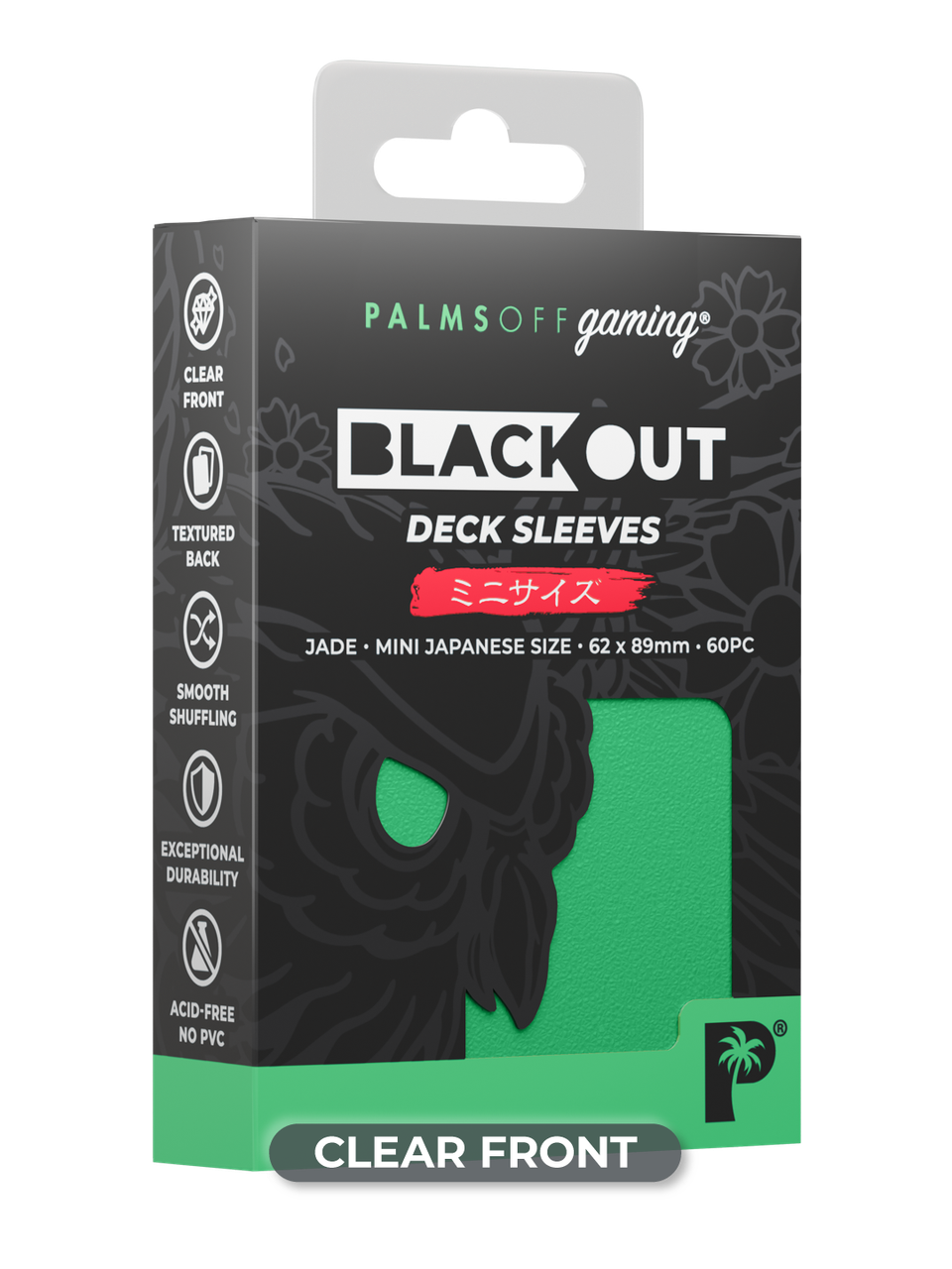 Palms Off Gaming Blackout Japanese Mini Deck Sleeves 60pc Jade