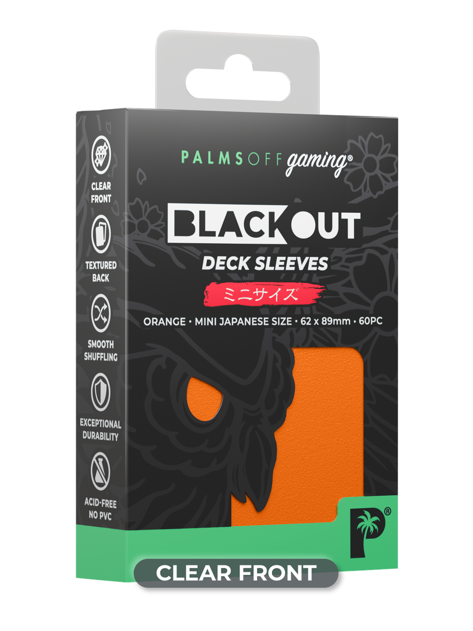 Palms Off Gaming Blackout Japanese Mini Deck Sleeves 60pc Orange