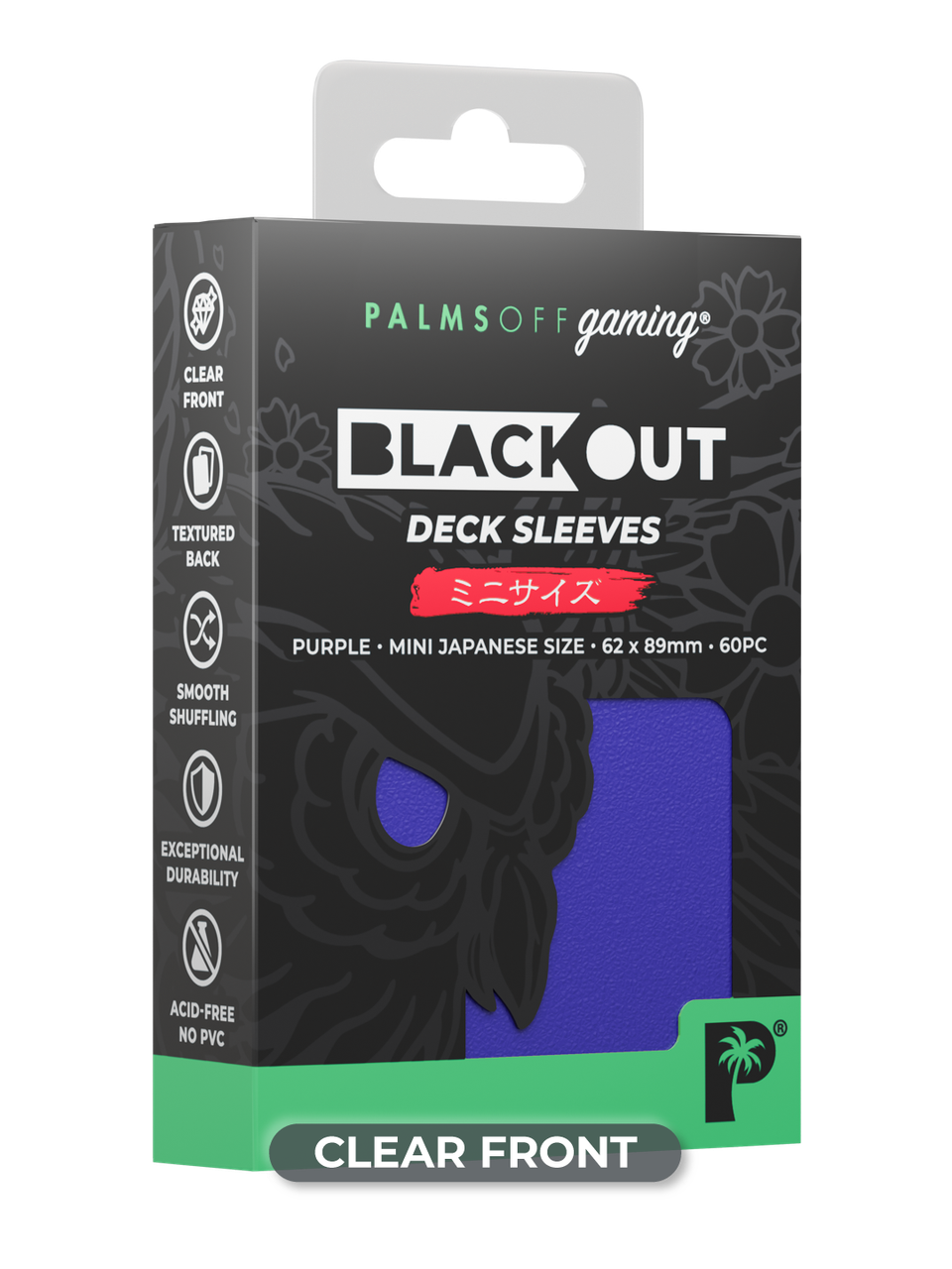Palms Off Gaming Blackout Japanese Mini Deck Sleeves 60pc Purple