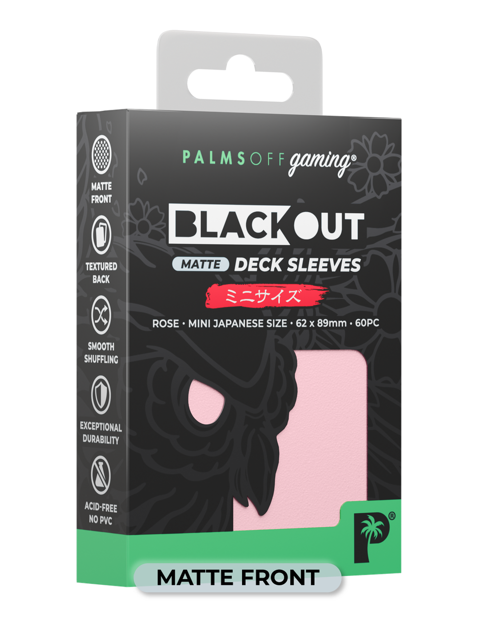 Palms Off Gaming Blackout Japanese Mini Deck Sleeves 60pc Rose Matte
