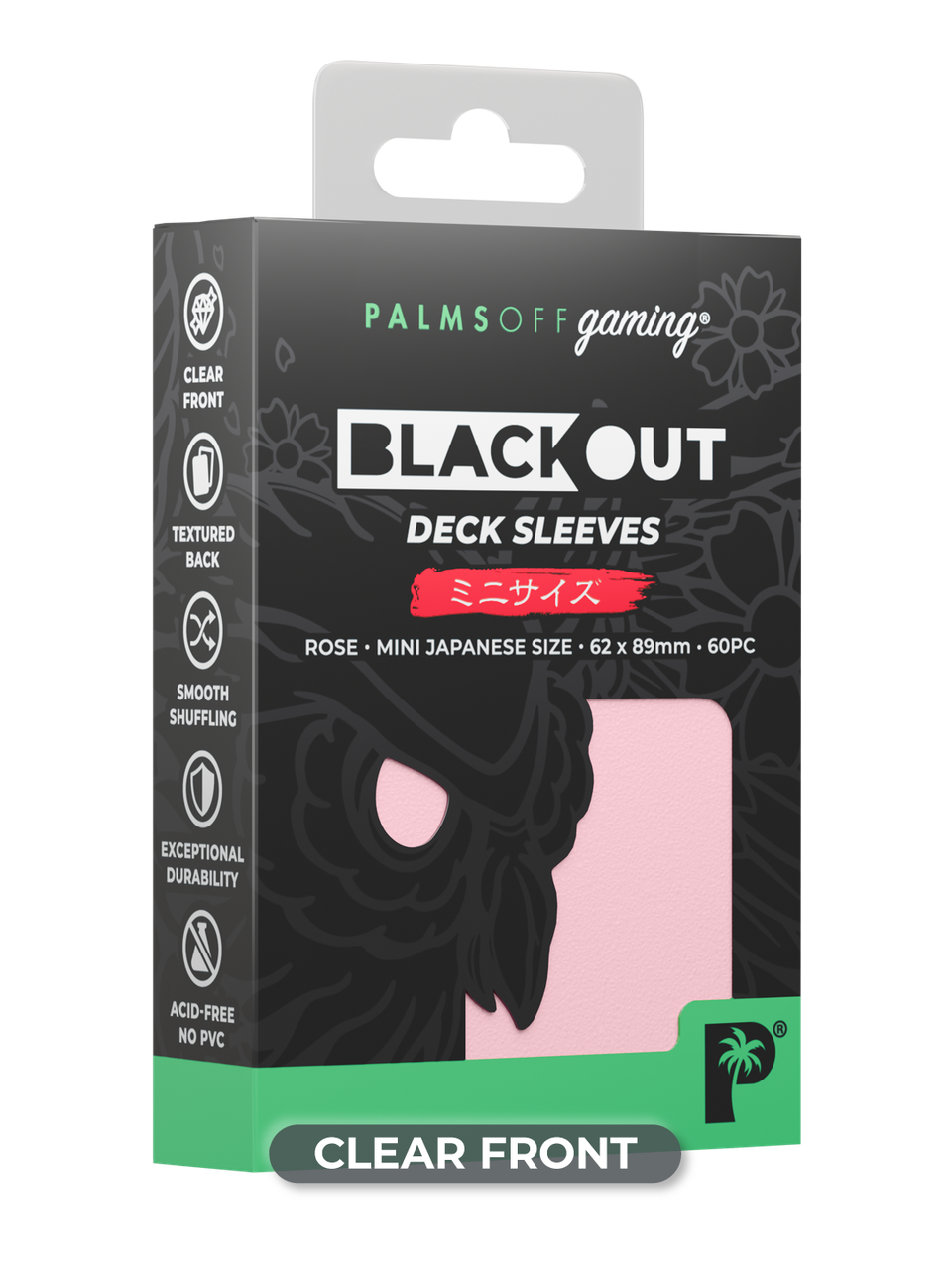 Palms Off Gaming Blackout Japanese Mini Deck Sleeves 60pc Rose