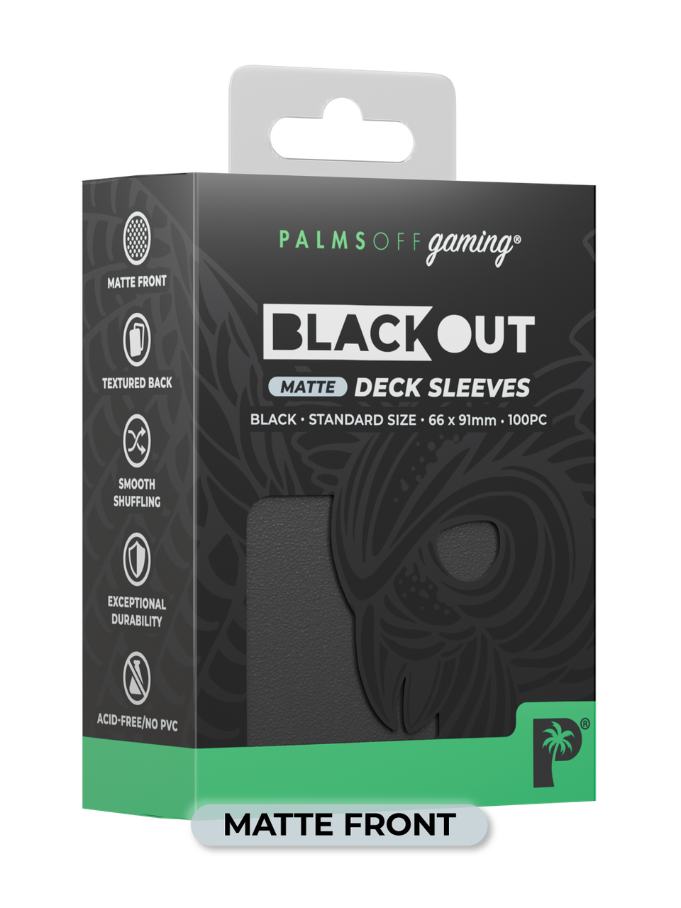 Palms Off Gaming Blackout Standard Deck Sleeves 100pc Black Matte