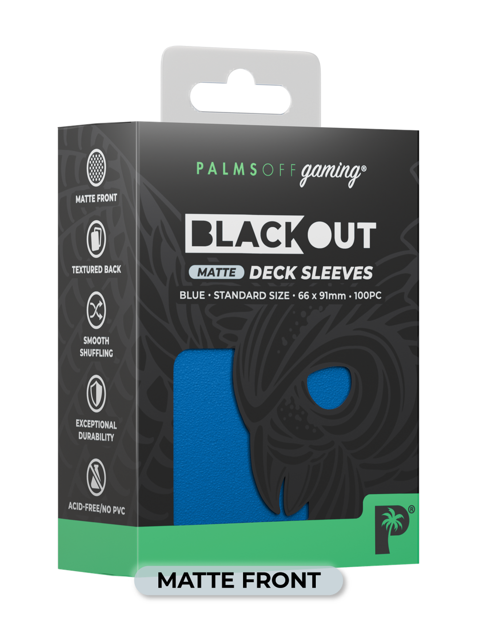 Palms Off Gaming Blackout Standard Deck Sleeves 100pc Blue Matte