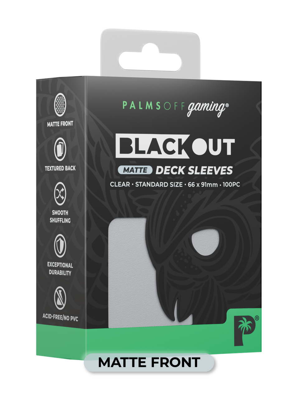 Palms Off Gaming Blackout Standard Deck Sleeves 100pc Clear Matte