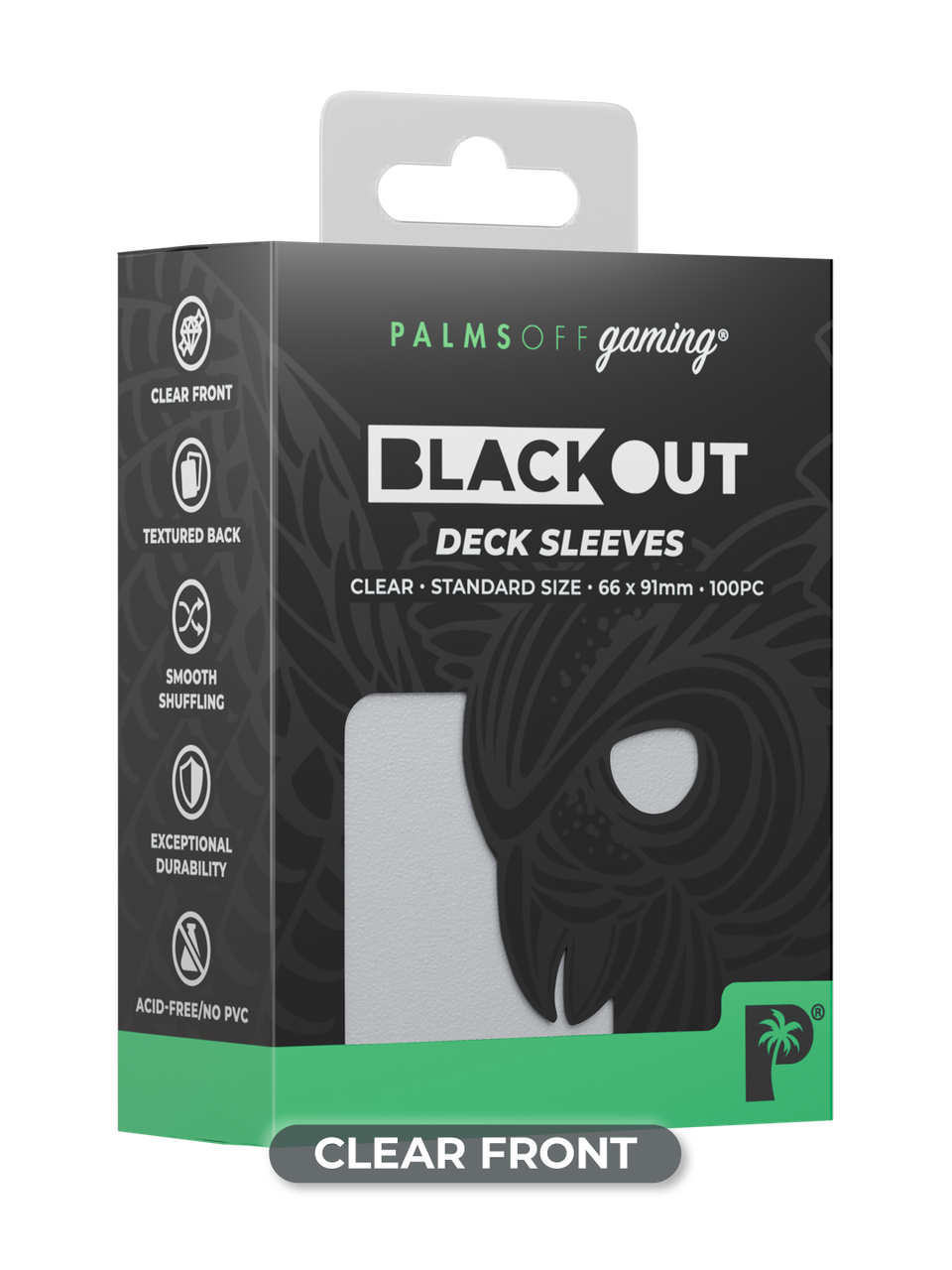 Palms Off Gaming Blackout Standard Deck Sleeves 100pc Clear