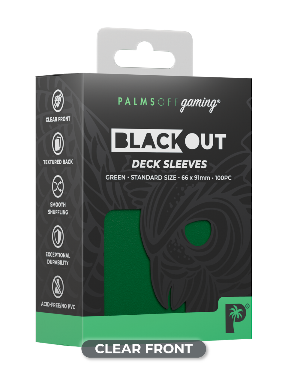 Palms Off Gaming Blackout Standard Deck Sleeves 100pc Green