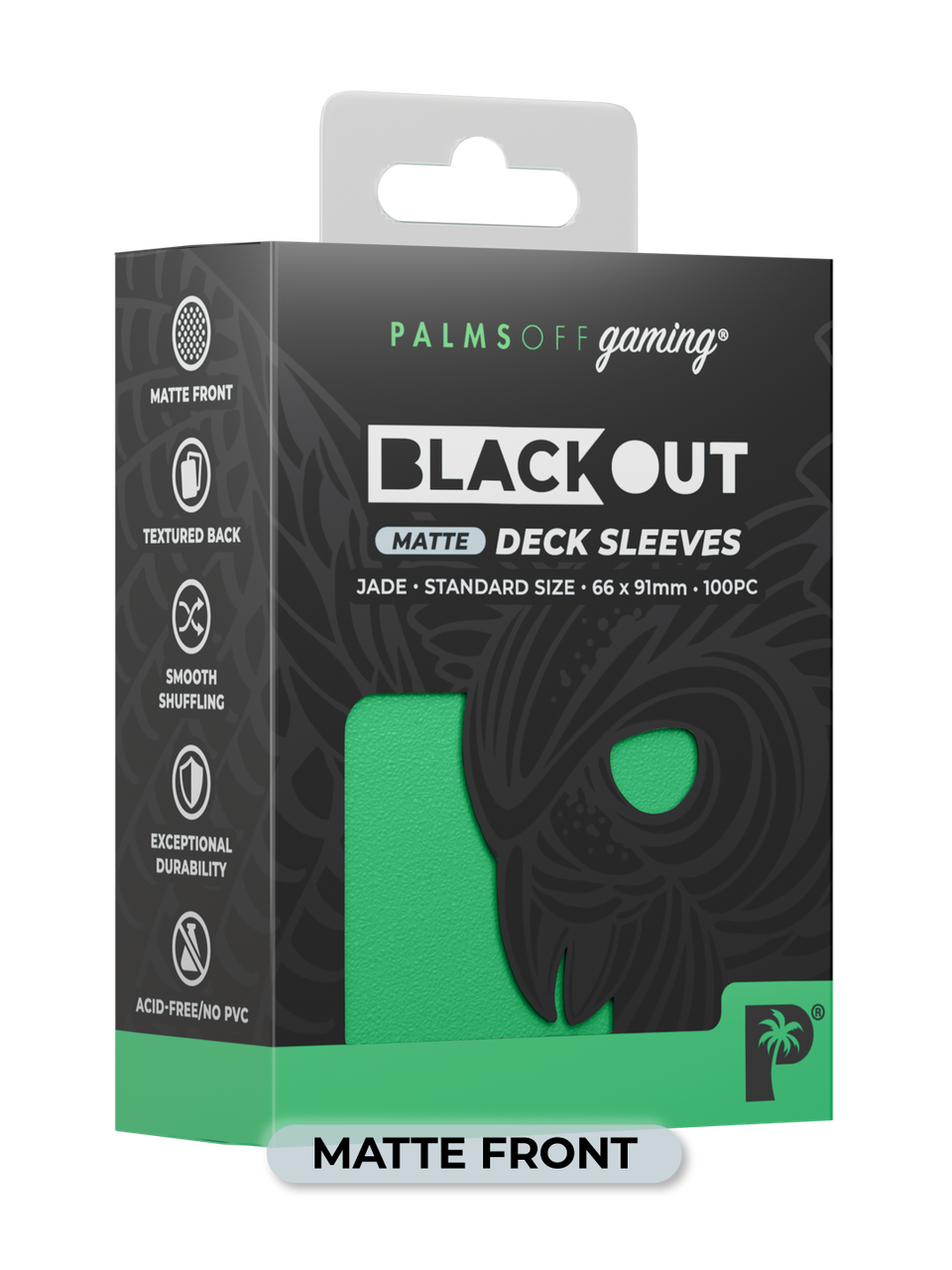 Palms Off Gaming Blackout Standard Deck Sleeves 100pc Jade Matte