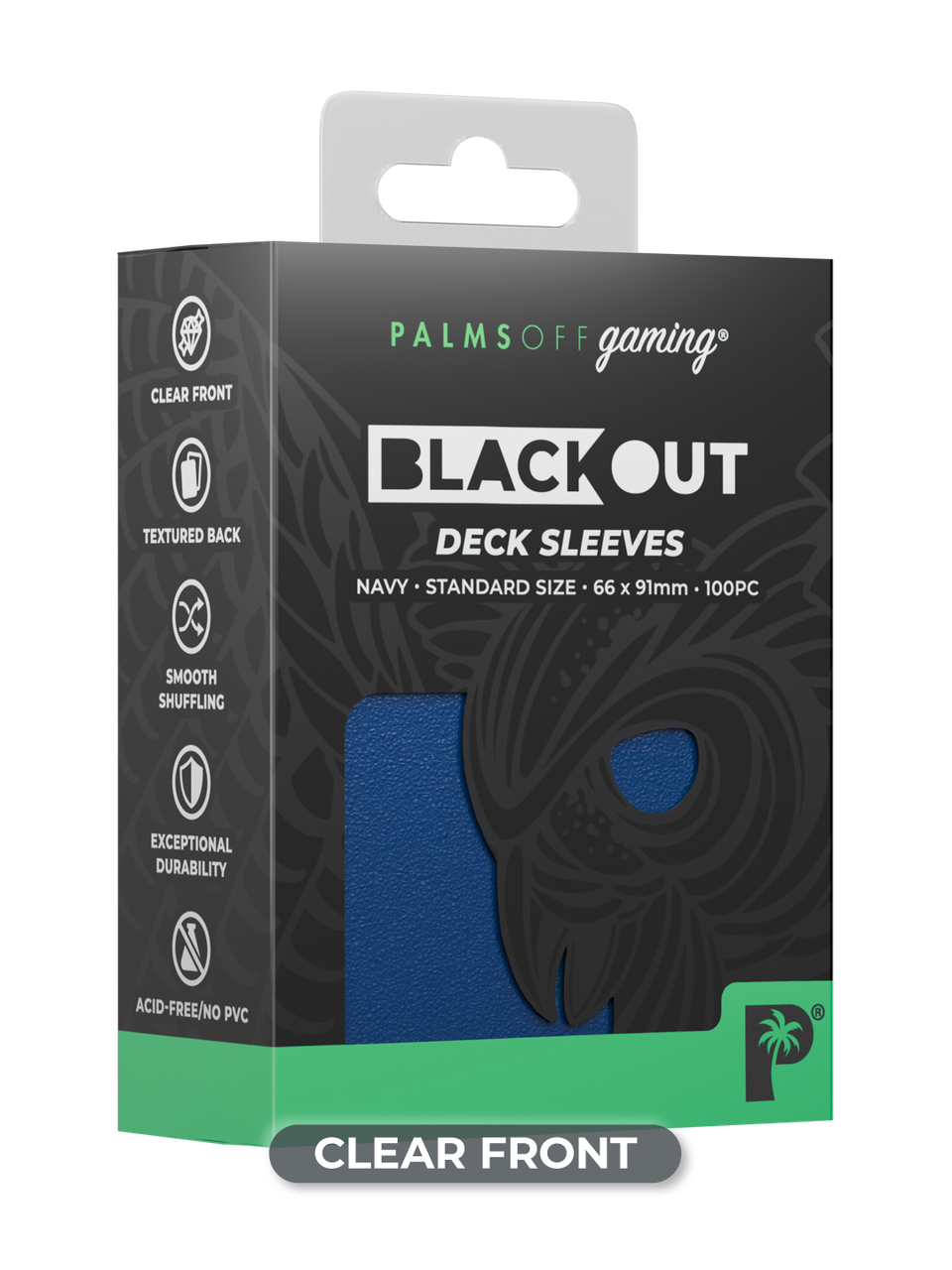 Palms Off Gaming Blackout Standard Deck Sleeves 100pc Navy