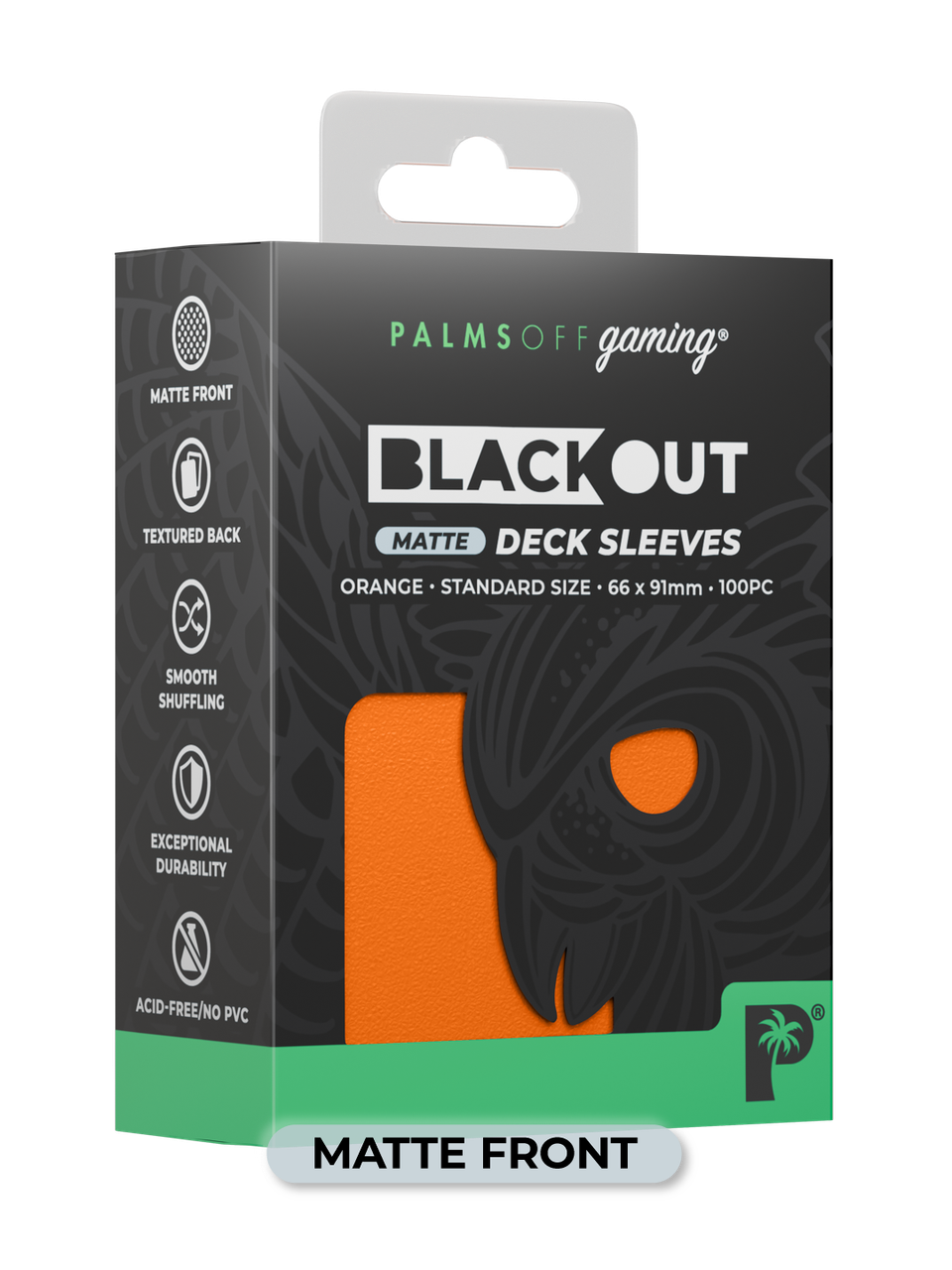 Palms Off Gaming Blackout Standard Deck Sleeves 100pc Orange Matte