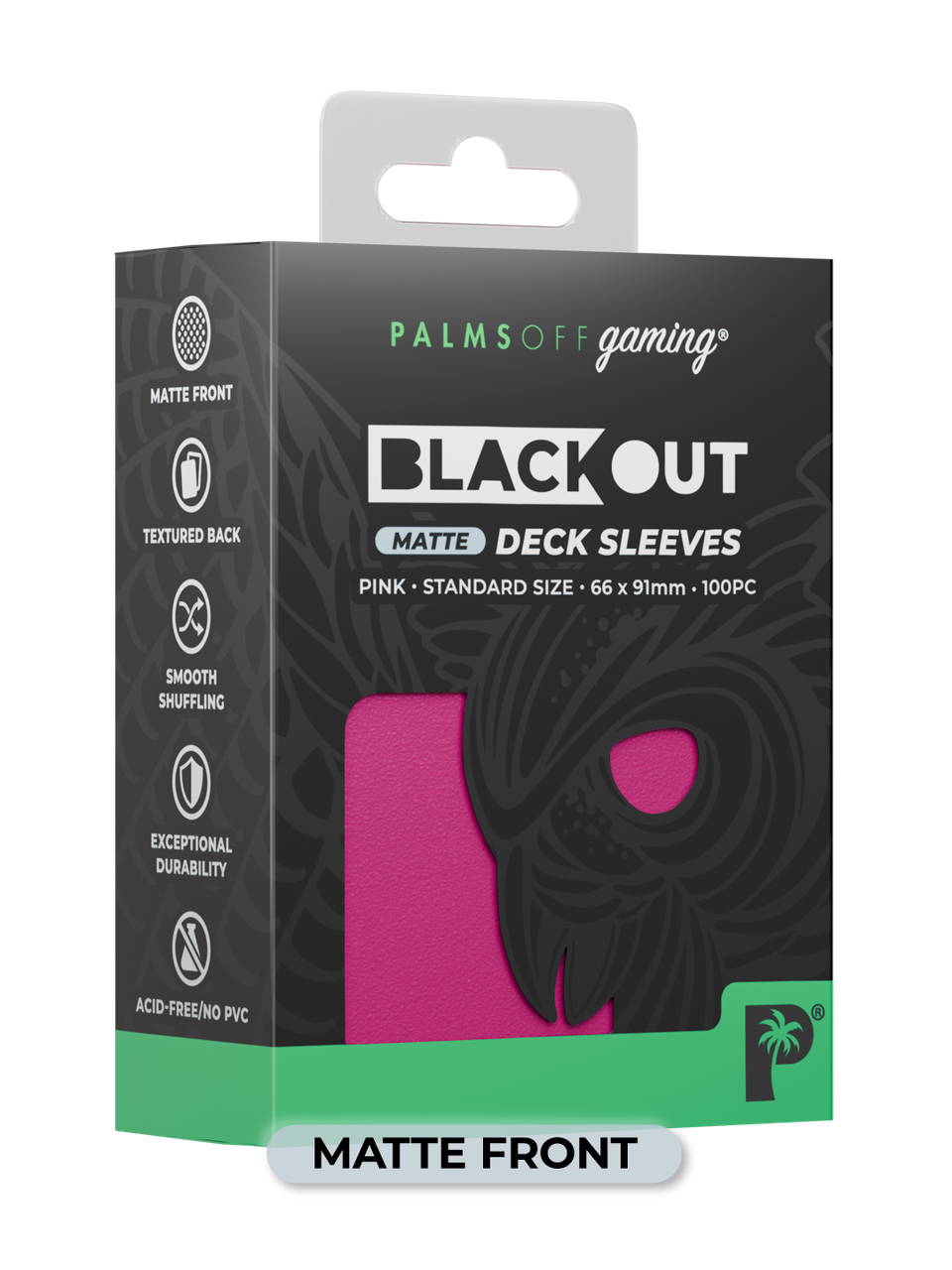 Palms Off Gaming Blackout Standard Deck Sleeves 100pc Pink Matte