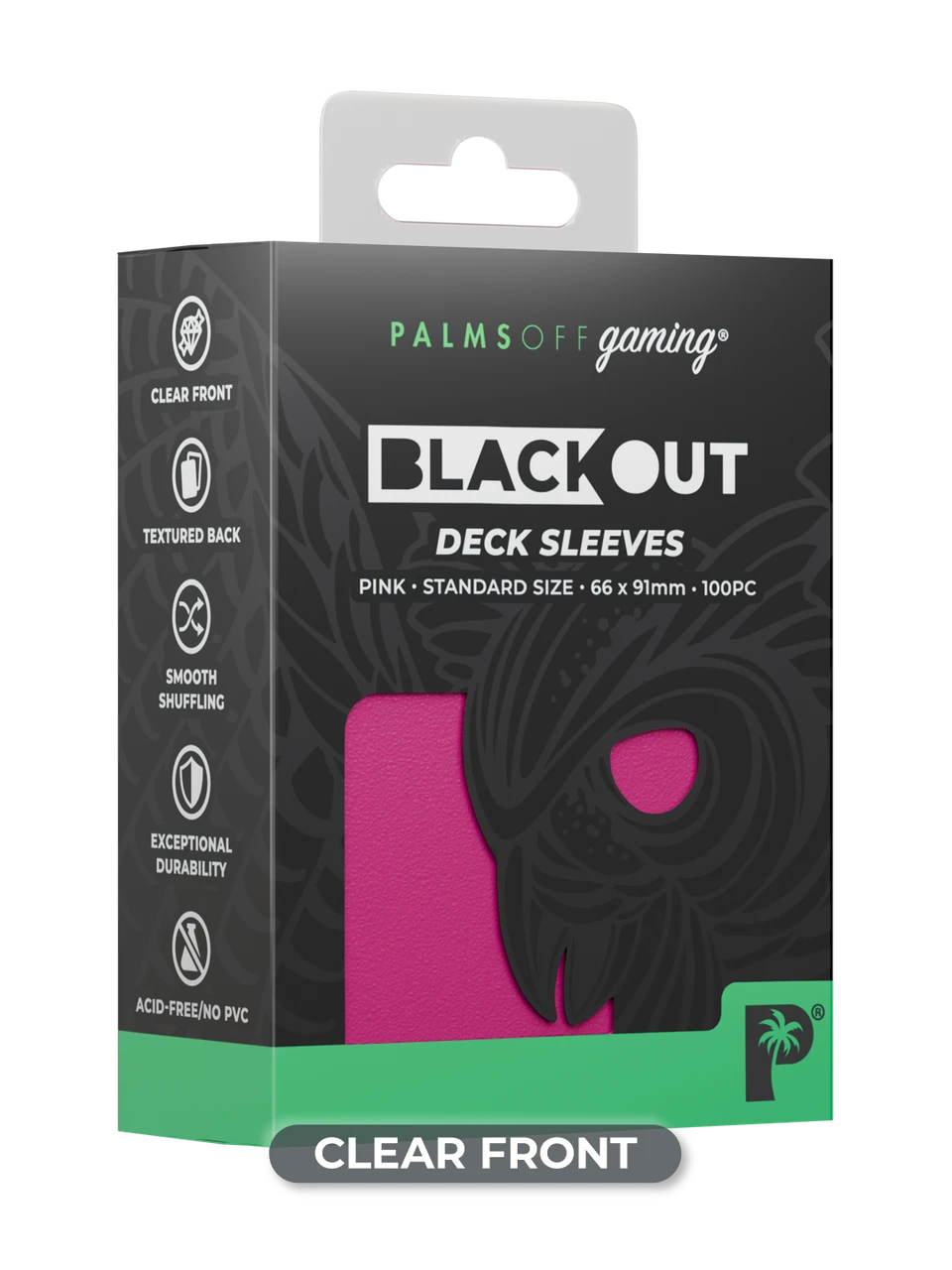 Palms Off Gaming Blackout Standard Deck Sleeves 100pc Pink