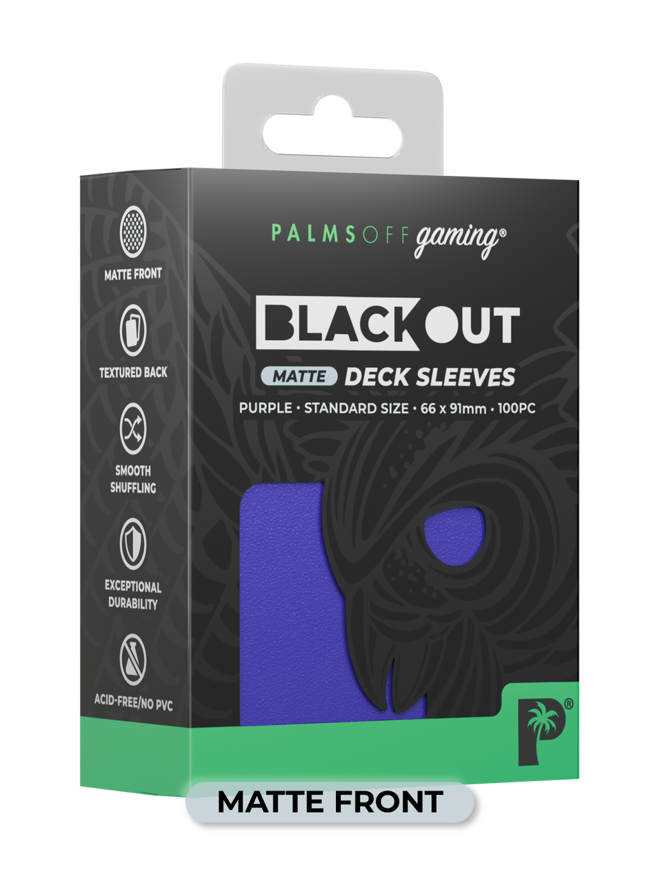 Palms Off Gaming Blackout Standard Deck Sleeves 100pc Purple Matte