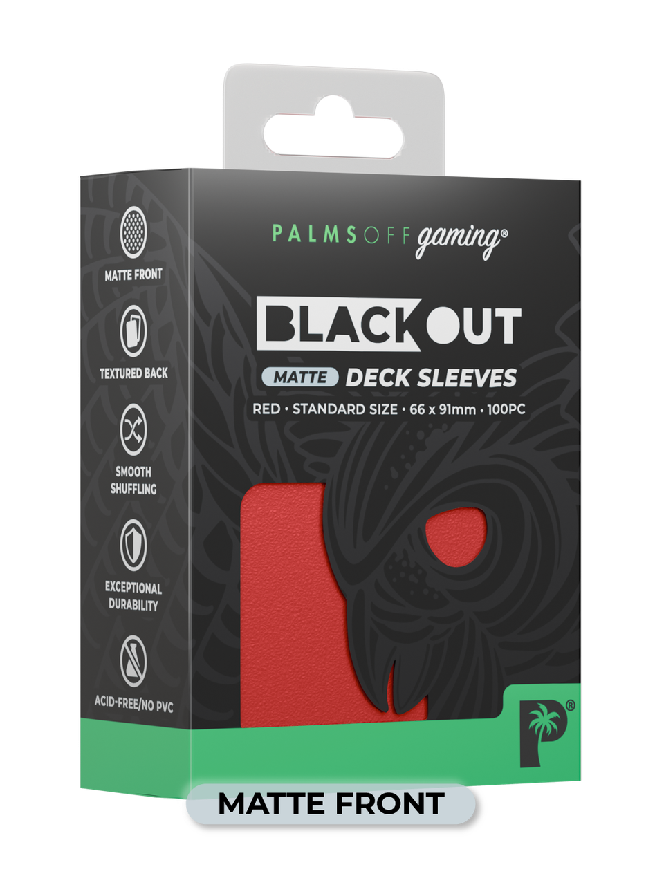 Palms Off Gaming Blackout Standard Deck Sleeves 100pc Red Matte