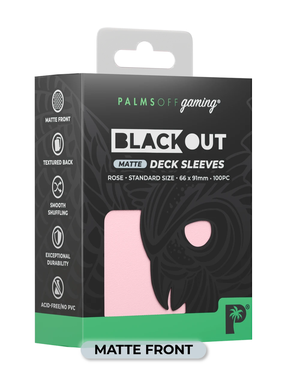 Palms Off Gaming Blackout Standard Deck Sleeves 100pc Rose Matte