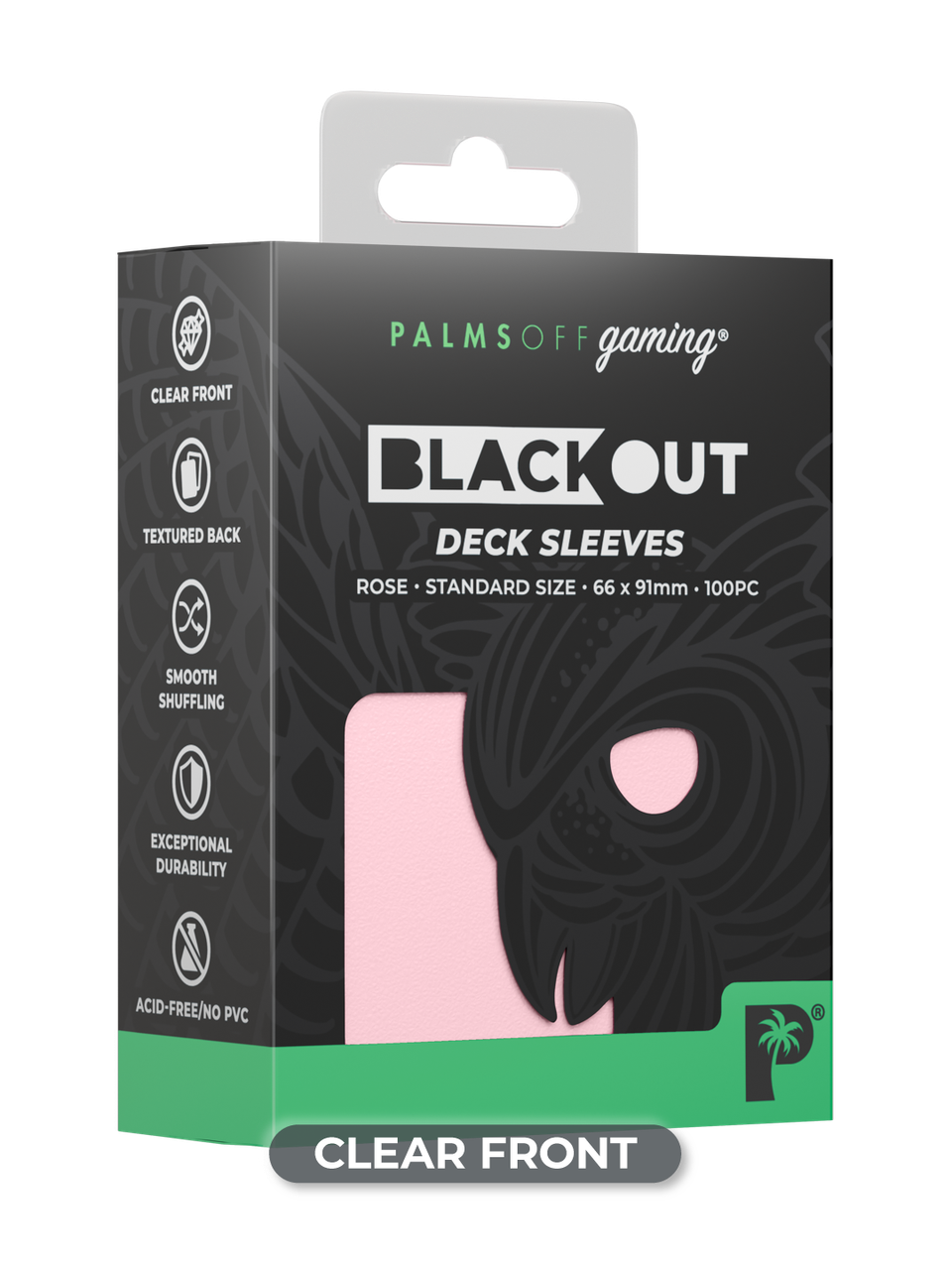 Palms Off Gaming Blackout Standard Deck Sleeves 100pc Rose