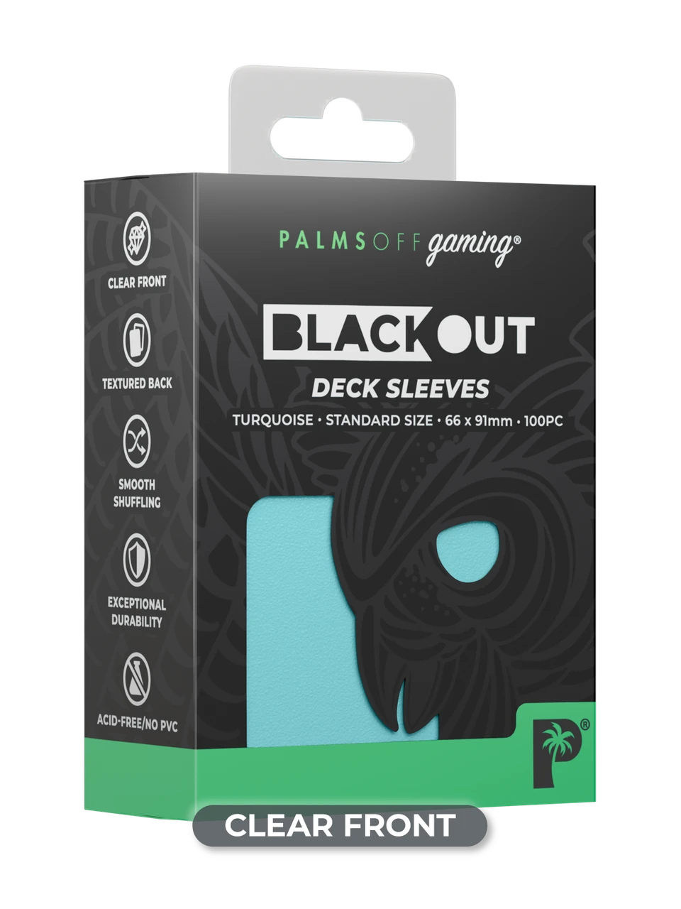 Palms Off Gaming Blackout Standard Deck Sleeves 100pc Turquoise