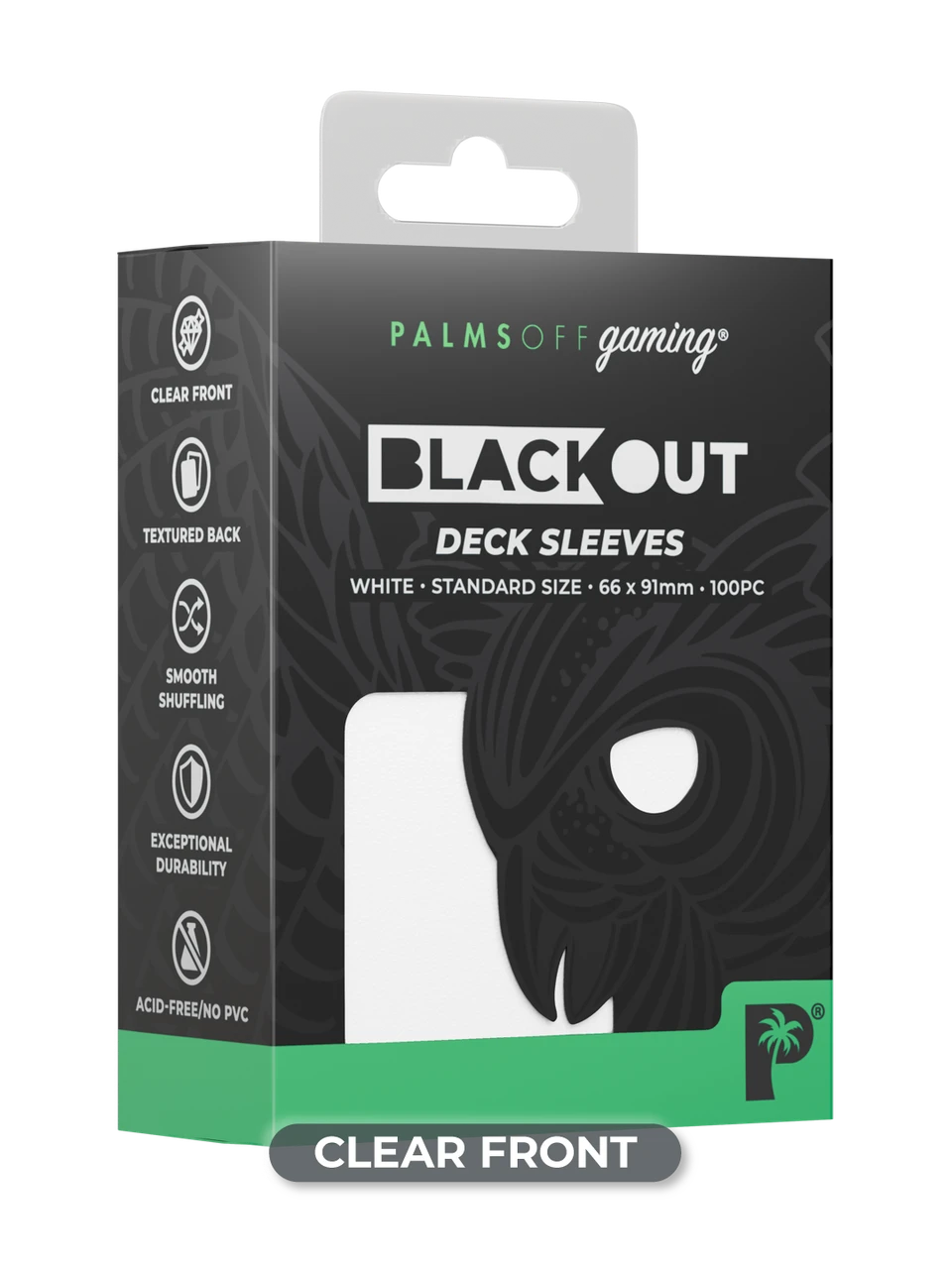 Palms Off Gaming Blackout Standard Deck Sleeves 100pc White