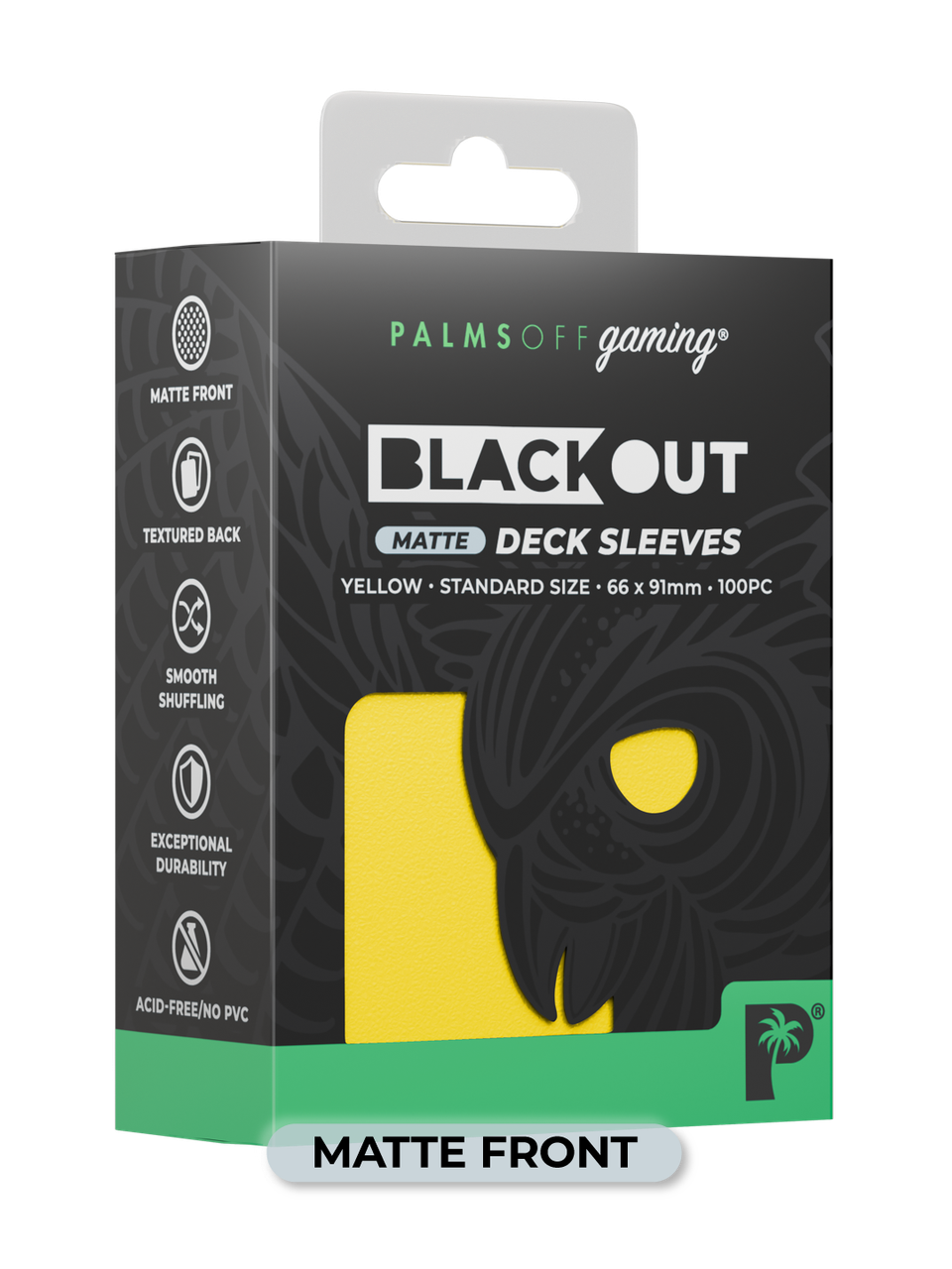 Palms Off Gaming Blackout Standard Deck Sleeves 100pc Yellow Matte
