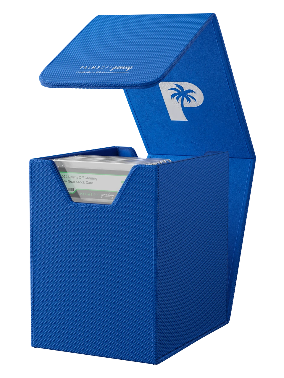Palms Off Gaming Small Blue PSA Storage Case + 100 Slab Sleeves