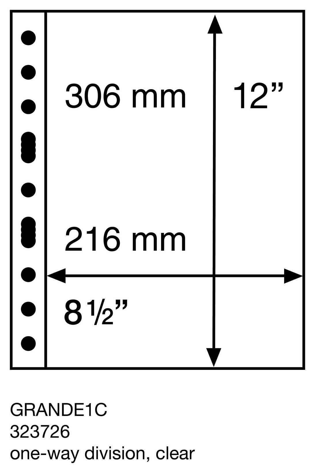 Plastic pockets GRANDE, one-way division, clear