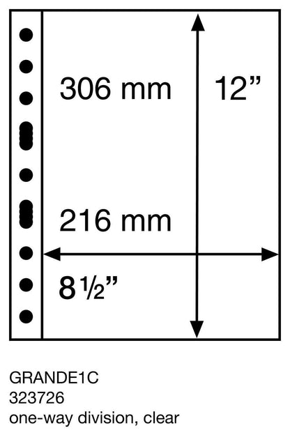 Plastic pockets GRANDE, one-way division, clear