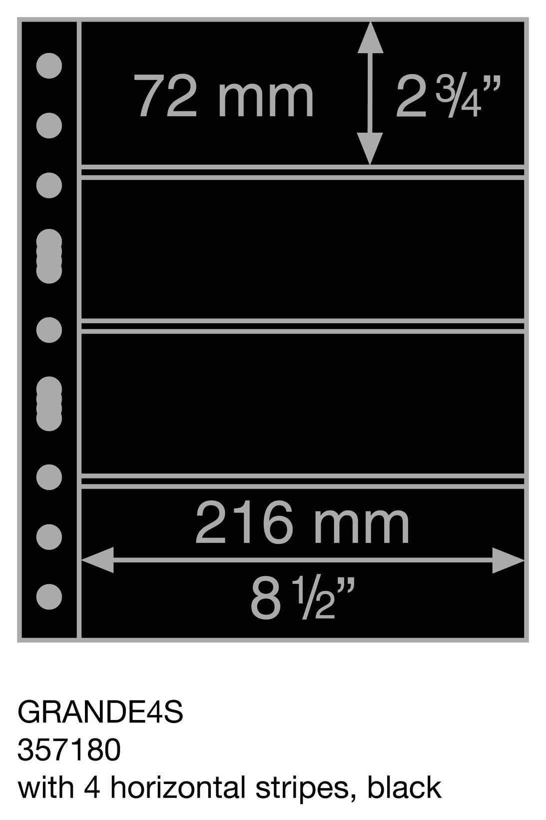Plastic pockets GRANDE, with 4 horizontal stripes, black- double sided