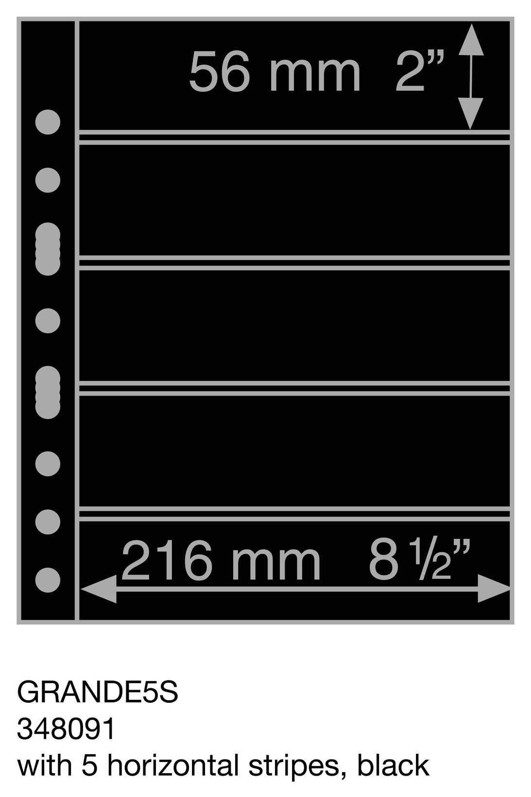 Plastic pockets GRANDE, with 5 horizontal stripes, black- double sided
