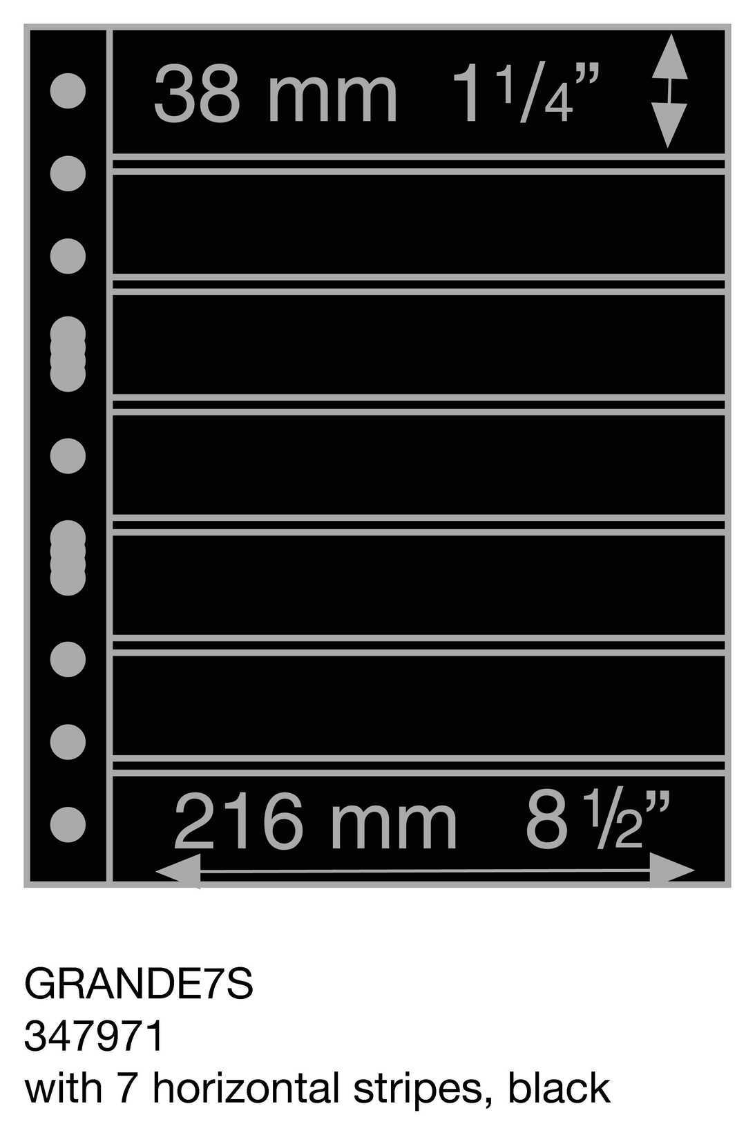 Plastic pockets GRANDE, with 7 horizontal stripes, black- double sided