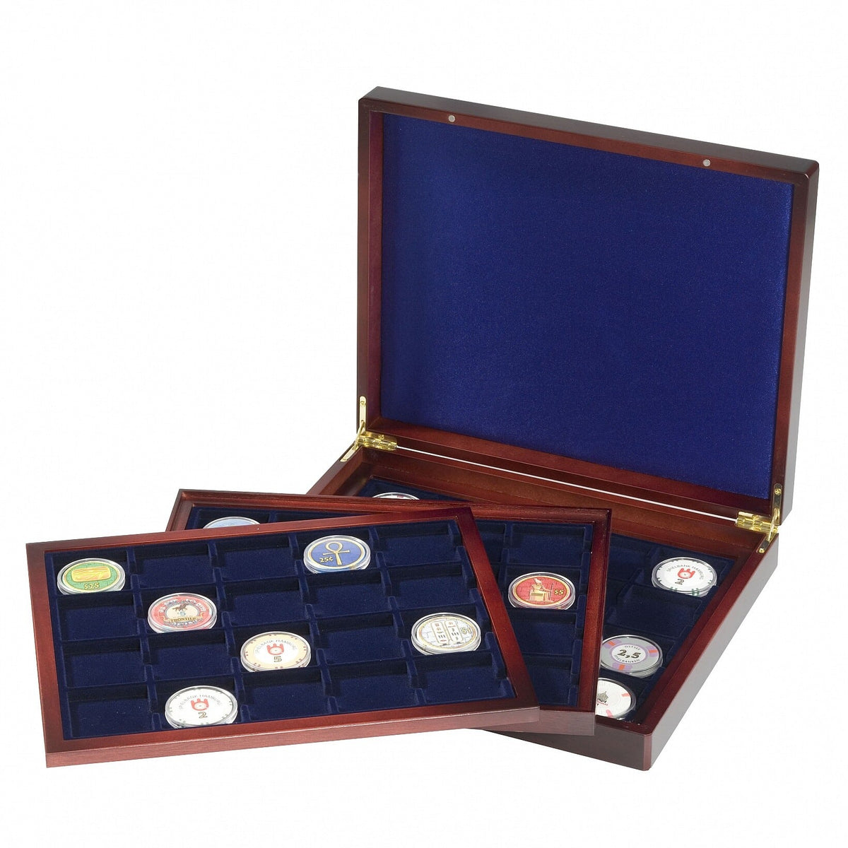 Presentation Case VOLTERRA TRIO de Luxe, each with 20square divisions for coins up to 48mm
