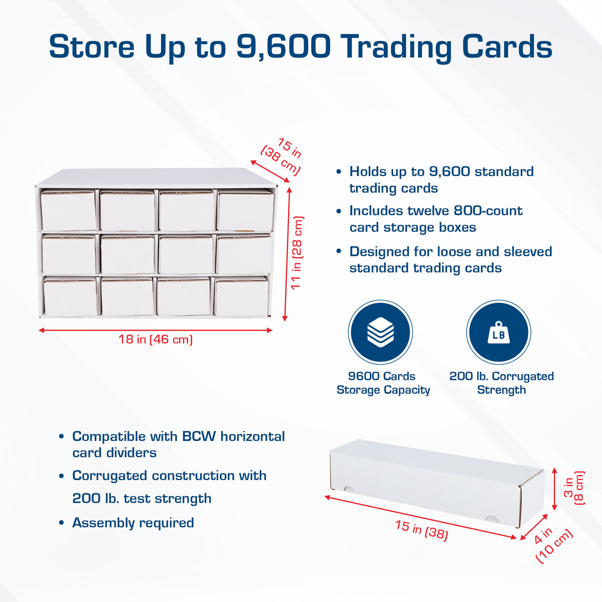 BCW Card House with 12 - 800 Count Boxes – dimensions and specifications