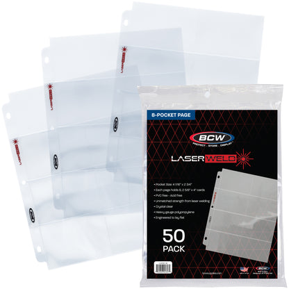 BCW Laserweld 8-Pocket Page (50 Count. Pack) – front product view