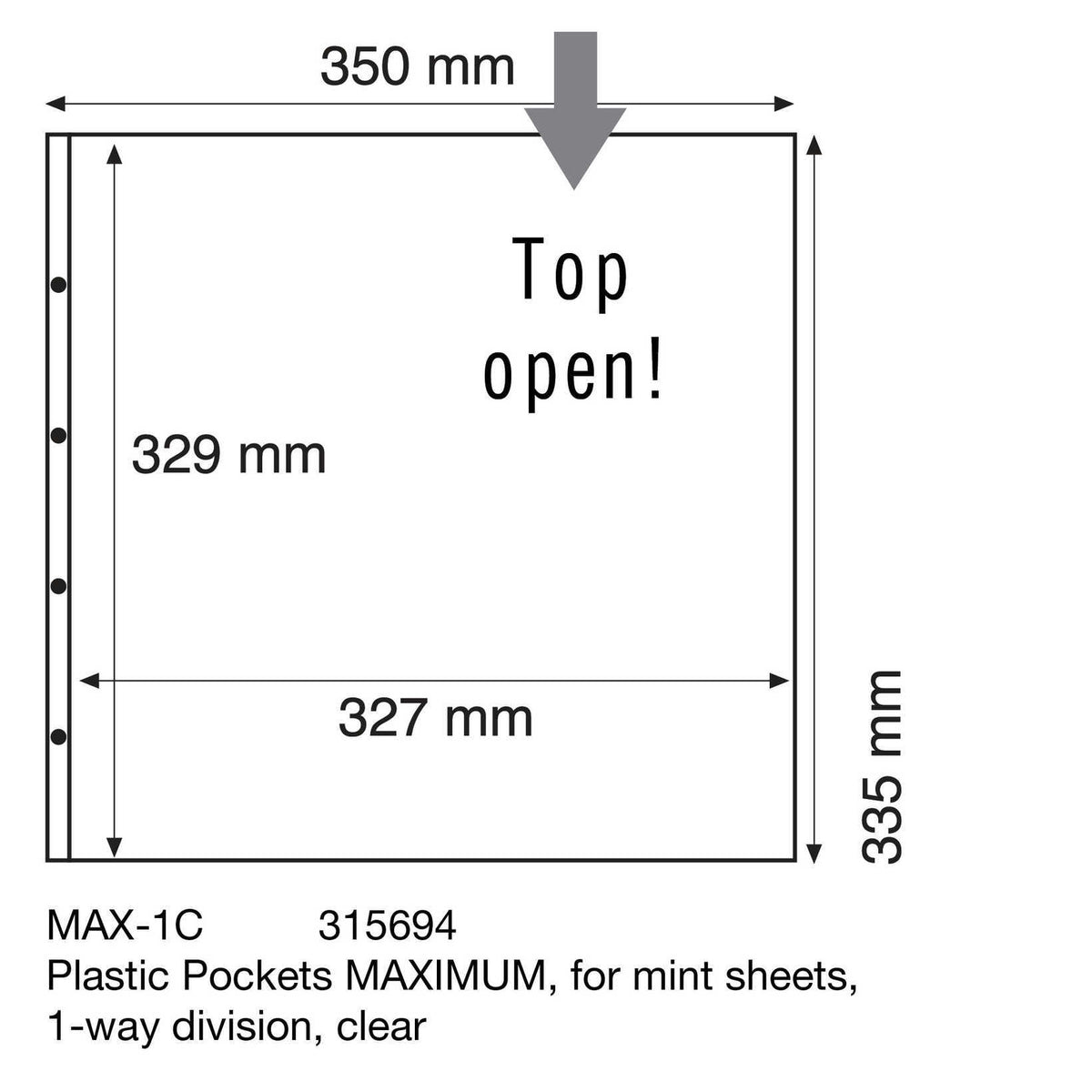 Plastic Sheets MAXIMUM, for mint sheets, 1-way division, clear