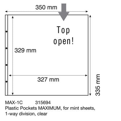 Plastic Sheets MAXIMUM, for mint sheets, 1-way division, clear