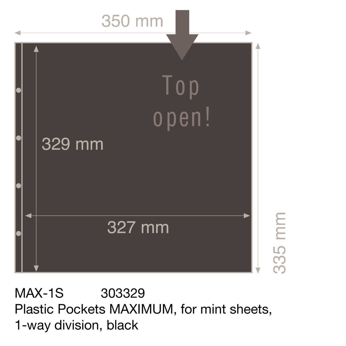 Plastic Sheets MAXIMUM, for mint sheets, 1-way division, black
