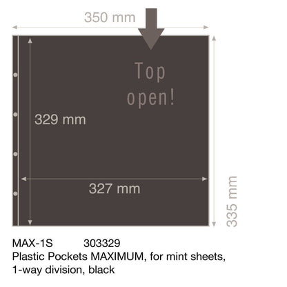 Plastic Sheets MAXIMUM, for mint sheets, 1-way division, black