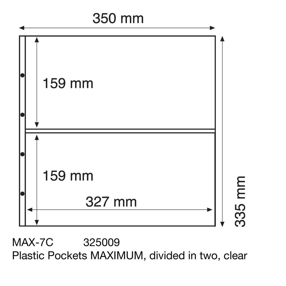 Plastic Pockets MAXIMUM, divided in two, clear