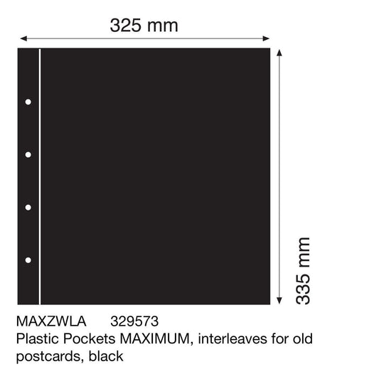Plastic Pockets MAXIMUM, interleaves for old postcards, black- double sided