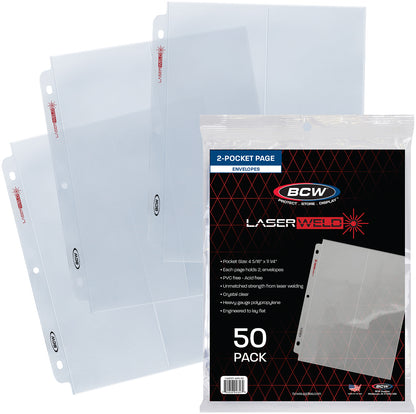 BCW Laserweld 2-Pocket Envelope Page (50 Count. Pack) – front product view