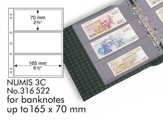 Coin Sheets NUMIS, 3 pockets for banknotes